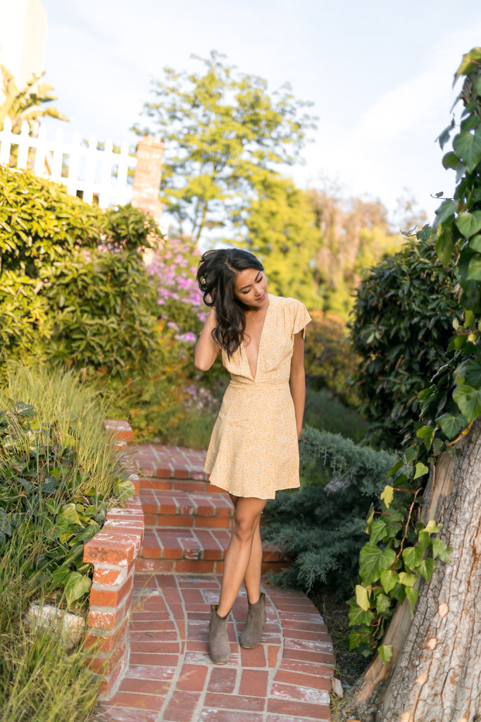Amy Zhang in a Wildflower yellow dress 