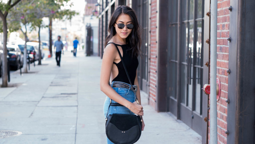 Amy Zhang wearing Affordable Denim Brands On Trend
