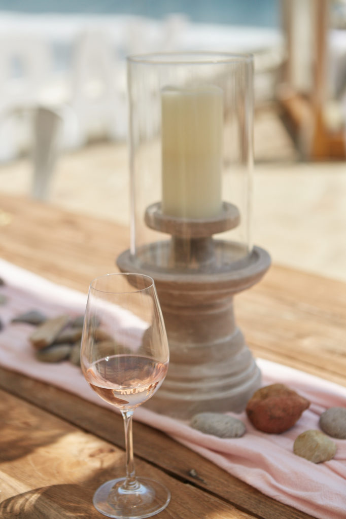 wine glass on a wooden table 
